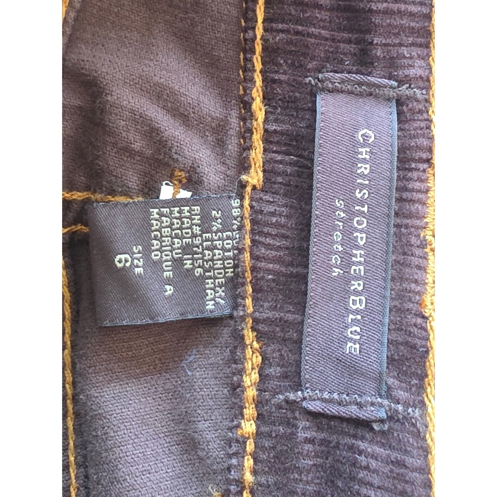 Christopher Blue Brown Corduroy Straight Leg Pants Size 6 Stretch‎ Flap Pockets - Picture 6 of 6